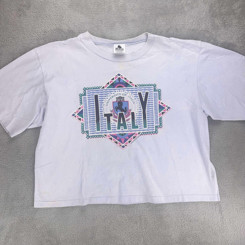 Ross Sportswear Vintage "University of Italia"‎ Italy Crop Top T-Shirt OS